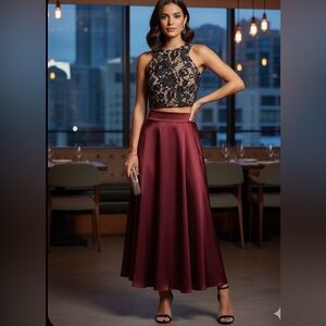 Xscape Black Lace Halter Crop Top – New With Tags